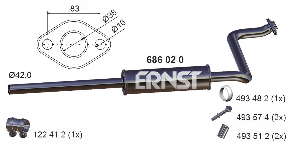 Střední tlumič výfuku ERNST 686020