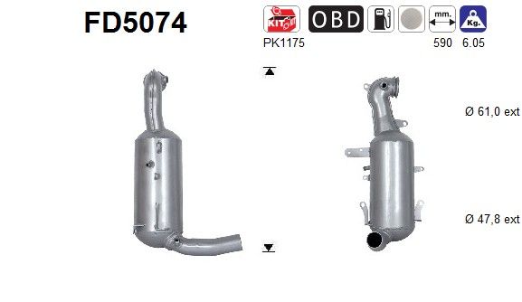 Filtru funingine/particule, sist.de esapament AS FD5074