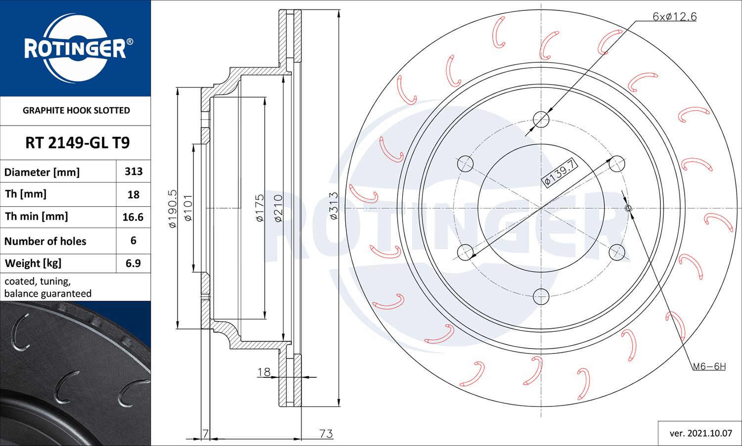 Tarcza hamulcowa ROTINGER RT 2149-GL T9