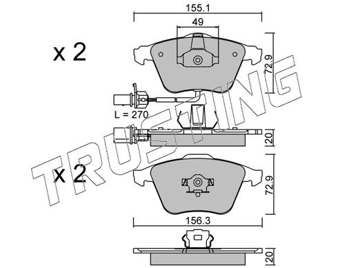 Zestaw klocków hamulcowych, hamulce tarczowe TRUSTING 565.1