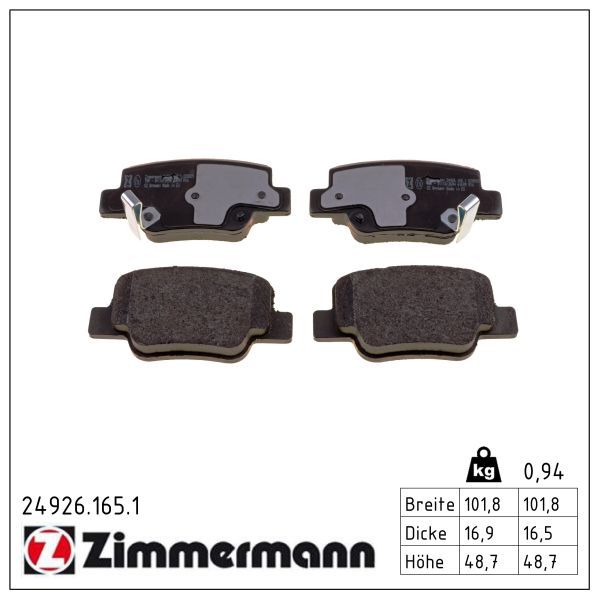 set placute frana,frana disc ZIMMERMANN 24926.165.1