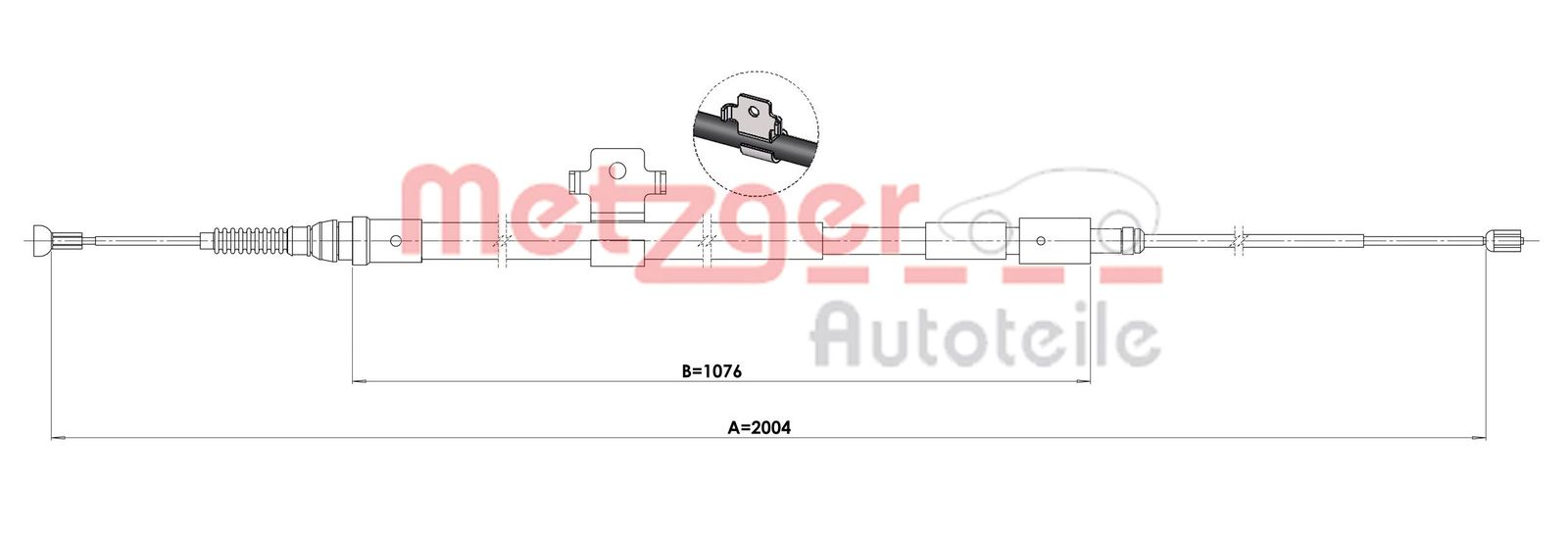 Cięgło, hamulec postojowy METZGER AUTOTEILE 1.PE004