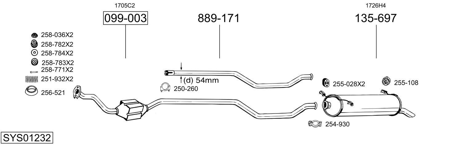 Układ wydechowy BOSAL SYS01232
