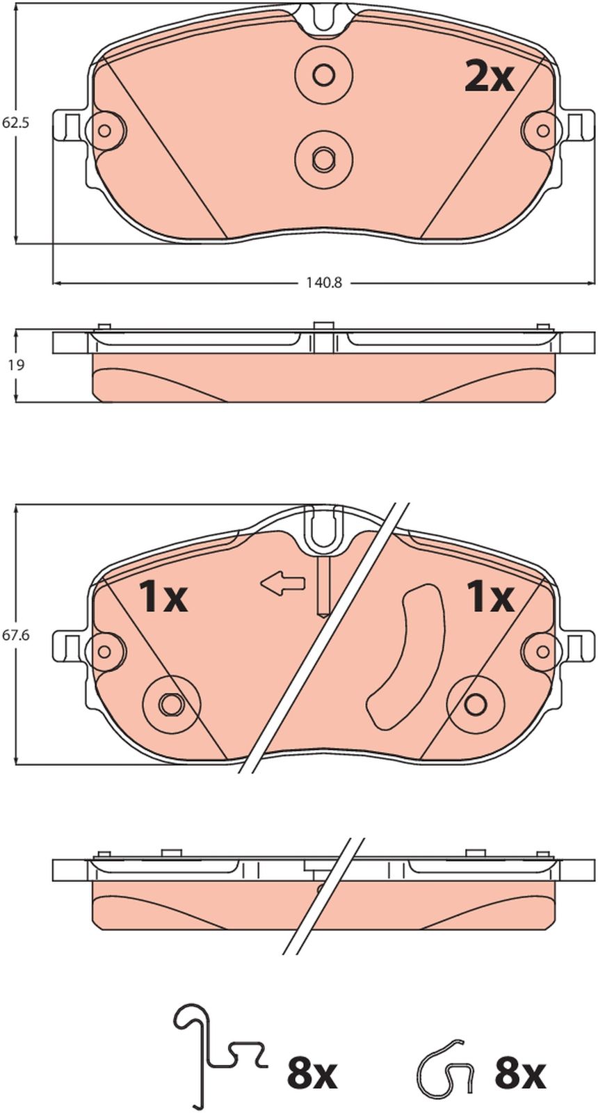 set placute frana,frana disc TRW GDB2483