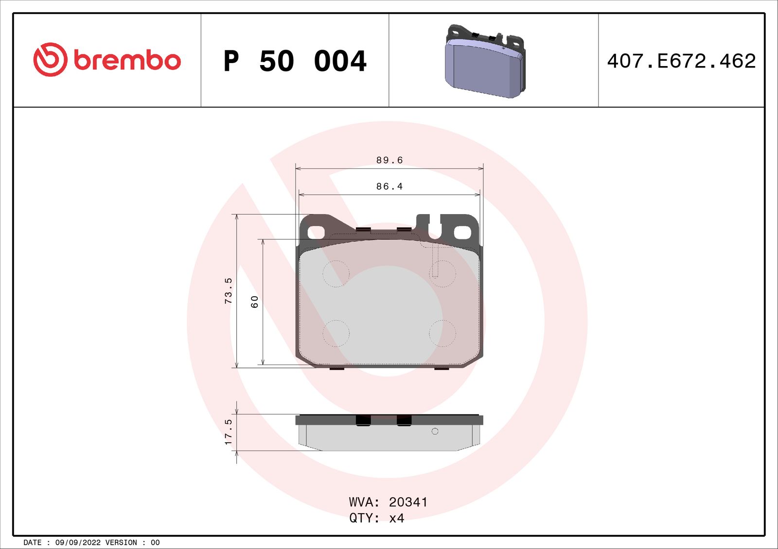 Sada brzdových platničiek kotúčovej brzdy BREMBO P 50 004