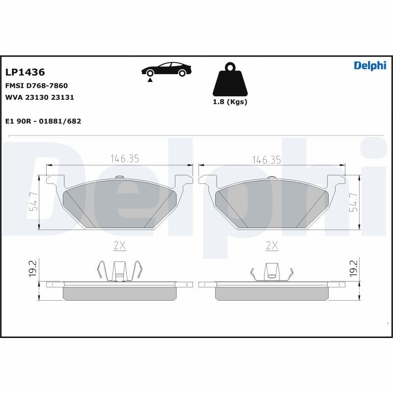 Sada brzdových platničiek kotúčovej brzdy DELPHI LP1436