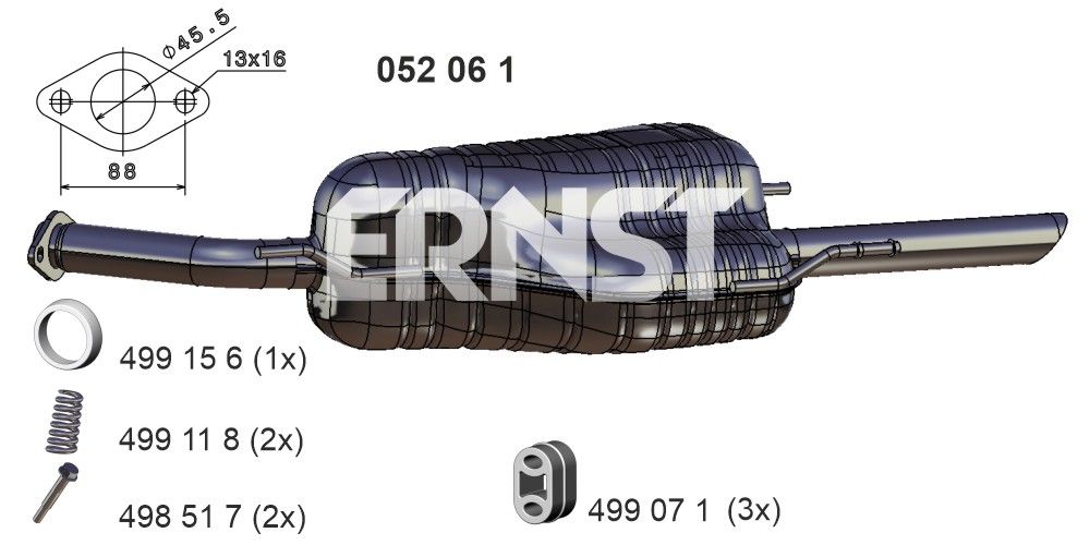 Zadní tlumič výfuku ERNST 052061