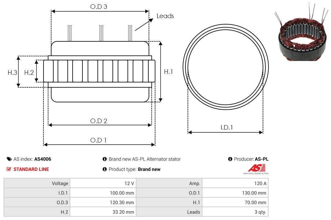Levně Stator, generátor AS-PL AS4006