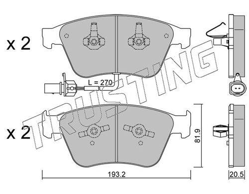Zestaw klocków hamulcowych, hamulce tarczowe TRUSTING 1253.0