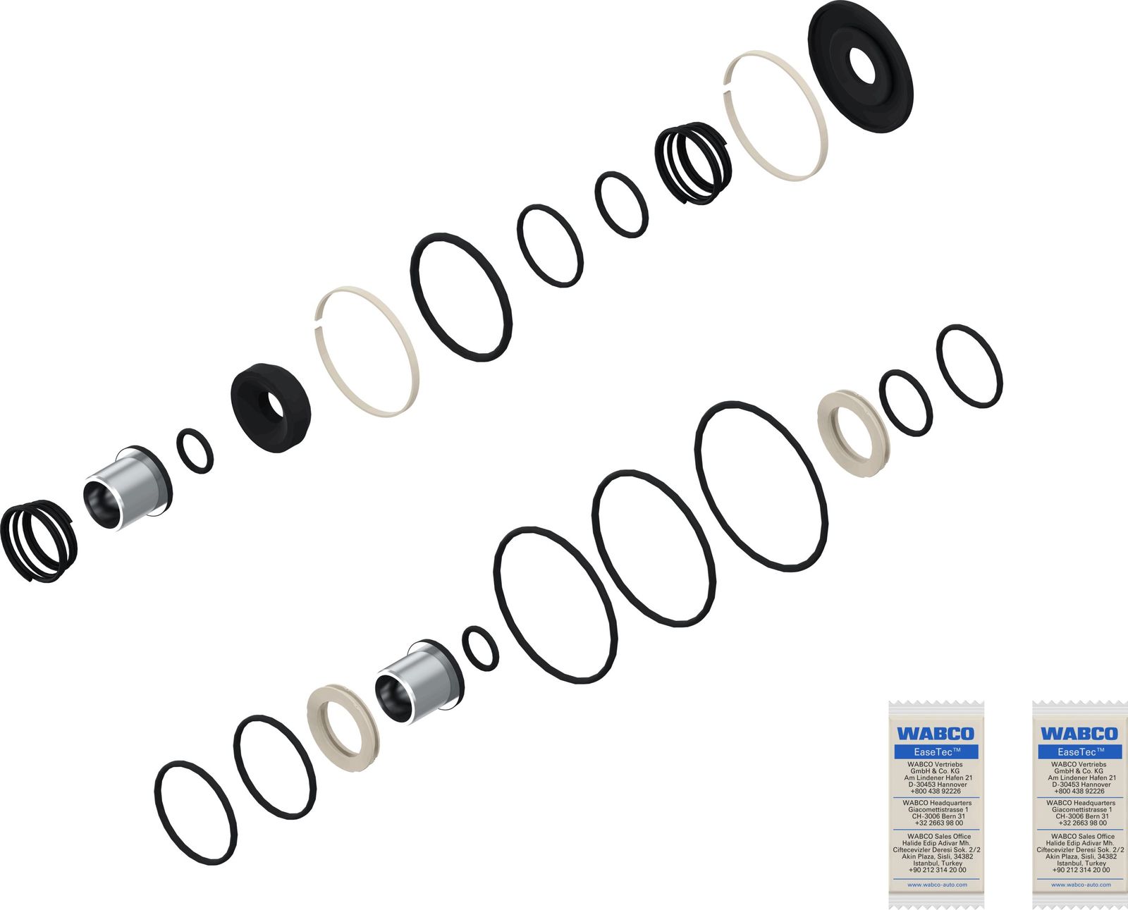 Rep.sats, bromsventil-färdbroms WABCO 4613159152 för MERCEDES-BENZ, IVECO, MACK, VOLVO, …