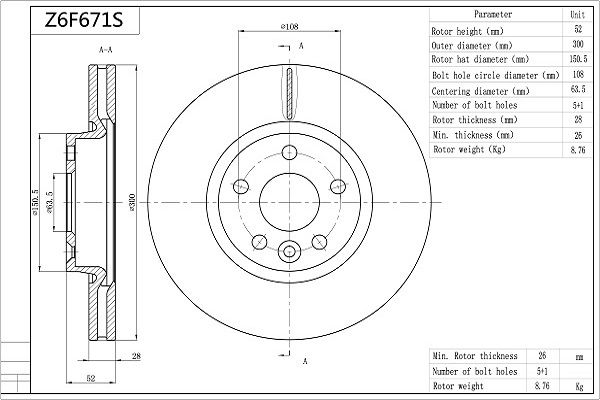 Tarcza hamulcowa AISIN Z6F671S