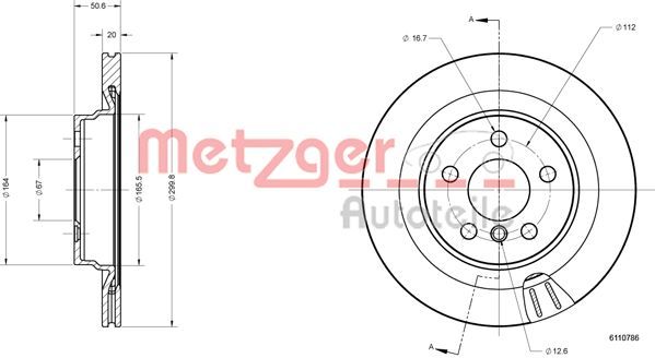 Tarcza hamulcowa METZGER AUTOTEILE 6110786