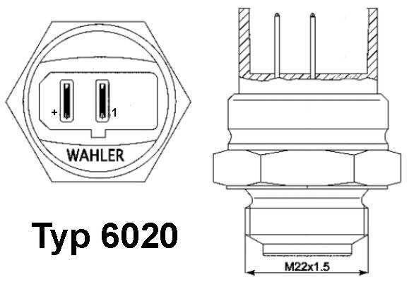 Teplotný spínač ventilátora chladenia BorgWarner (Wahler) 6020.95D