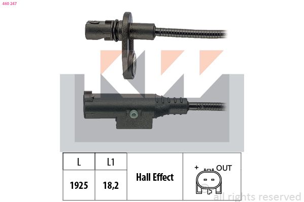 Czujnik, prędkość obrotowa koła KW 460 247