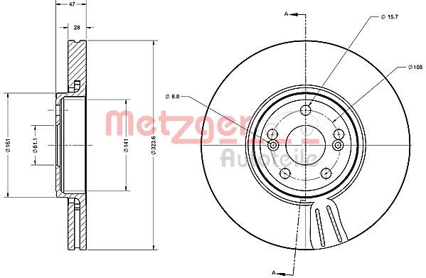 Tarcza hamulcowa METZGER AUTOTEILE 6110349