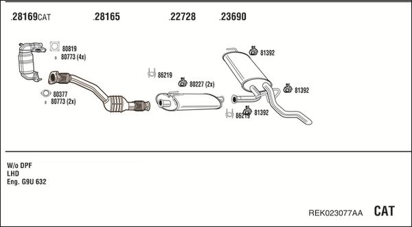 Układ wydechowy WALKER REK023077AA