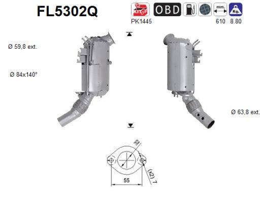 Filtr sadzy / filtr cząstek stałych, układ wydechowy AS 18308573150