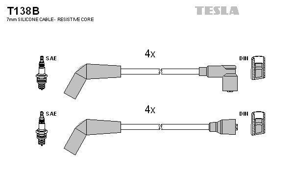 Zestaw przewodów zapłonowych TESLA T138B