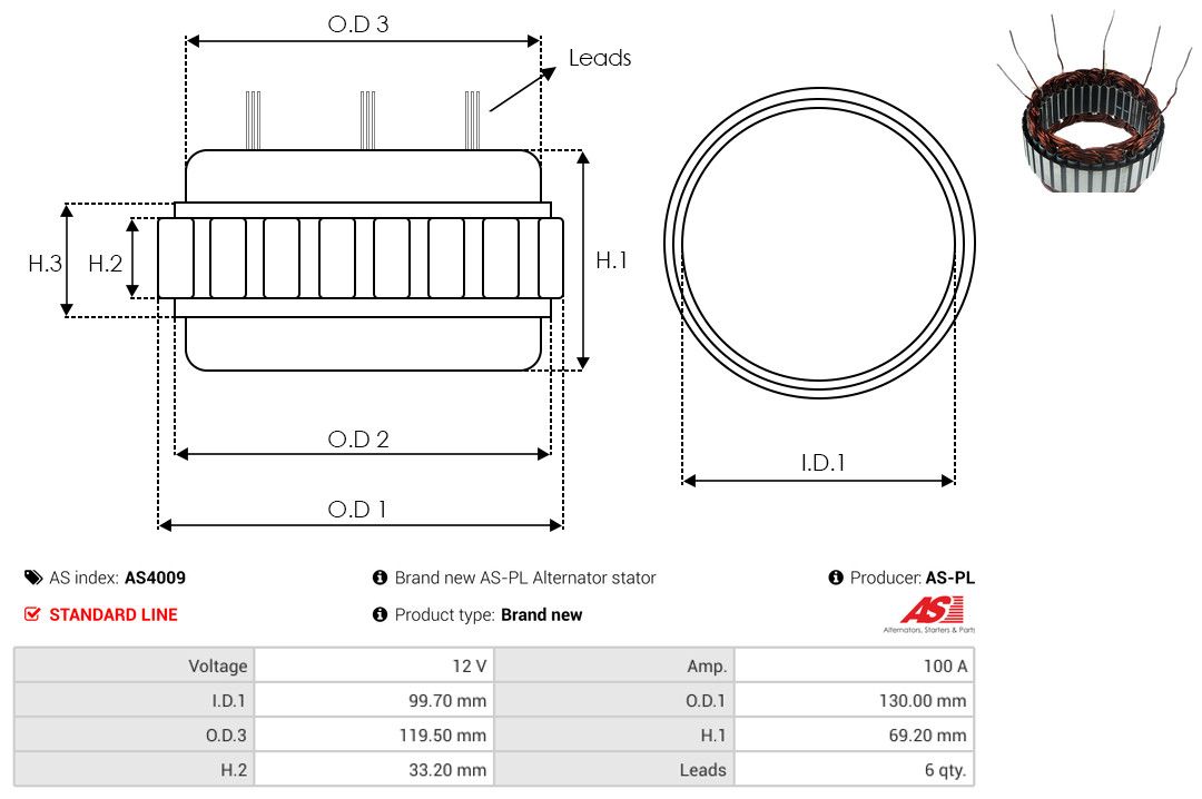 Levně Stator, generátor AS-PL AS4009