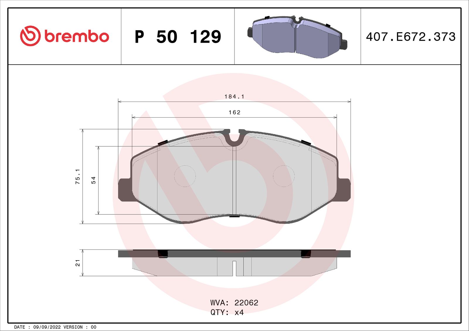 Sada brzdových platničiek kotúčovej brzdy BREMBO P 50 129