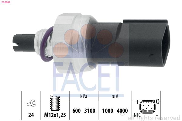 Przełącznik ciśnieniowy, klimatyzacja FACET 25.0082
