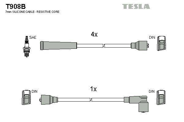 Zestaw przewodów zapłonowych TESLA T908B