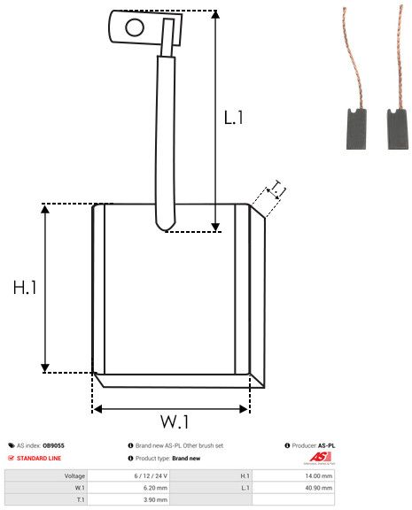 Levně Uhlíkový kartáč, generátor AS-PL OB9055