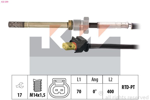 czujnik, temperatura spalin KW 422 209