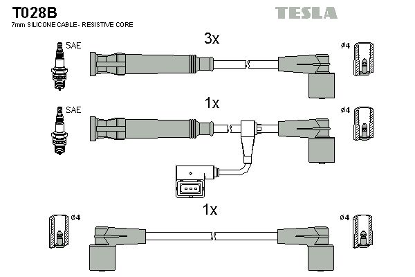 Sada kabelů pro zapalování TESLA T028B