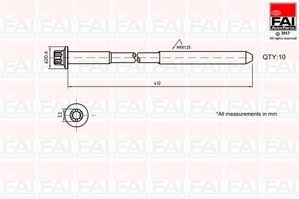 Zestaw śrub głowicy cylindrów FAI AUTOPARTS B292