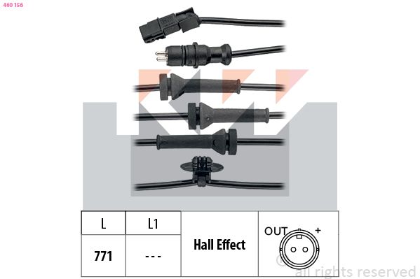 Czujnik, prędkość obrotowa koła KW 460 156