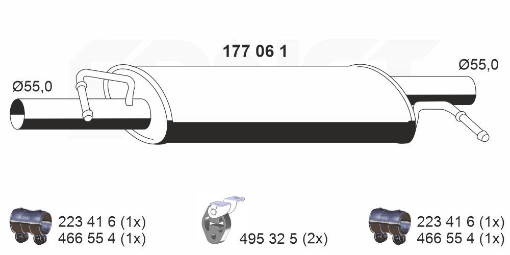 Střední tlumič výfuku ERNST 177061