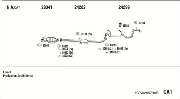 Układ wydechowy WALKER HYK028579AB