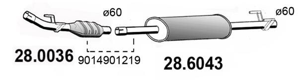 Tłumik środkowy ASSO 28.6043