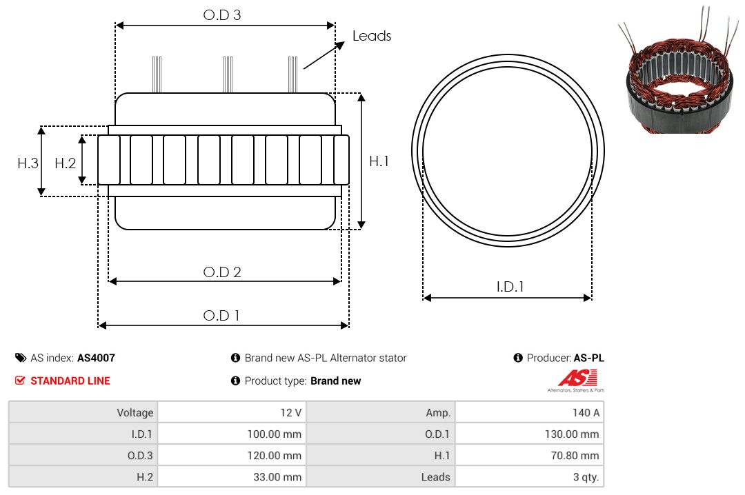 Levně Stator, generátor AS-PL AS4007