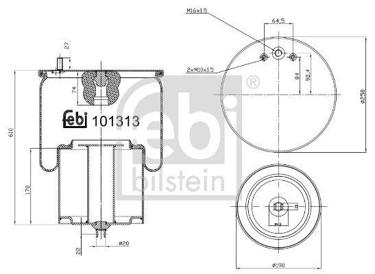 Burduf, suspensie pneumatica FEBI BILSTEIN 101313