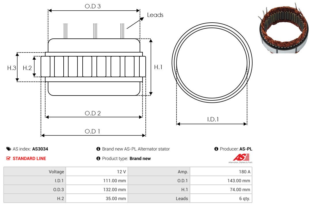 Levně Stator, generátor AS-PL AS3034