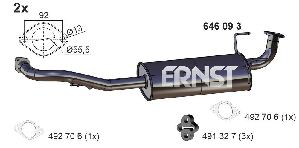 Tłumik środkowy ERNST 646093