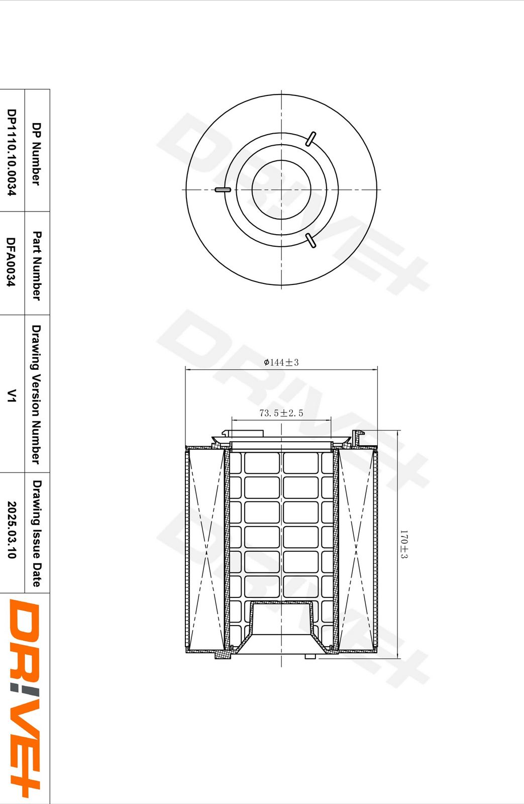 Filtru aer Dr!ve+ DP1110.10.0034