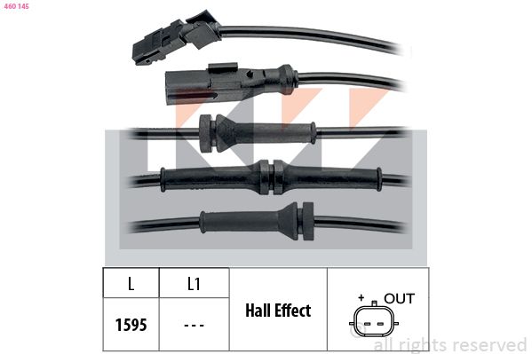Czujnik, prędkość obrotowa koła KW 460 145