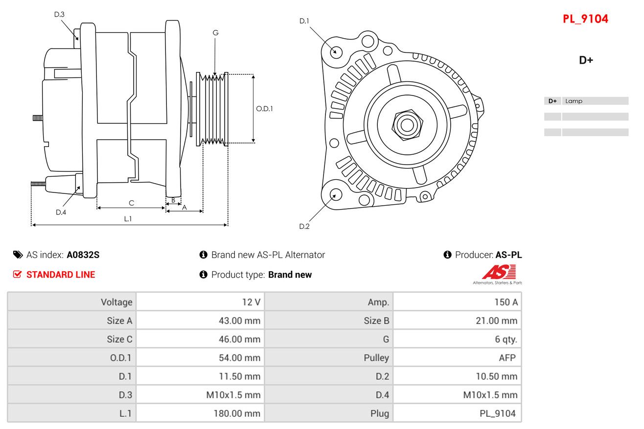 Alternator AS-PL A0832S