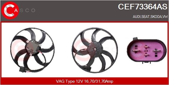 Větrák, chlazení motoru CASCO CEF73364AS