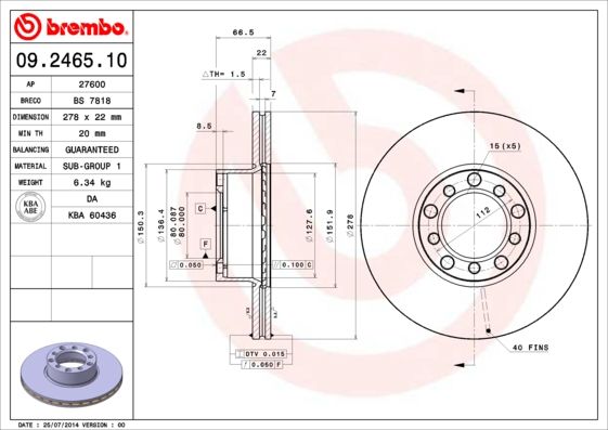 Tarcza hamulcowa AP 27600