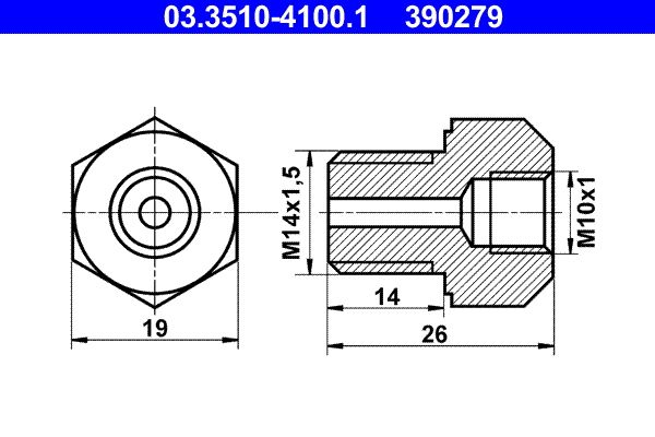 Adaptor, conducte frana ATE 03.3510-4100.1