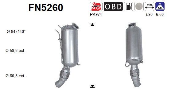 Filtru funingine/particule, sist.de esapament AS FN5260