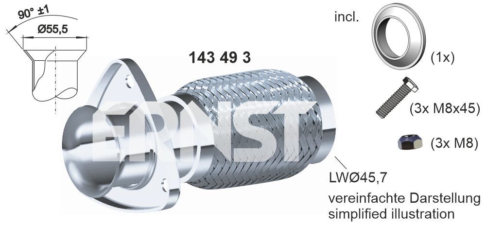 Przewód elastyczny, układ wydechowy ERNST 143493