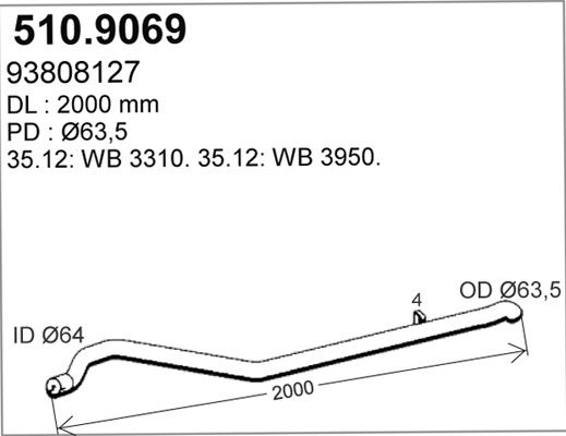 Rura wydechowa ASSO 510.9069