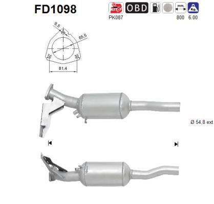 Filtr sadzy / filtr cząstek stałych, układ wydechowy AS 4F0254800HX