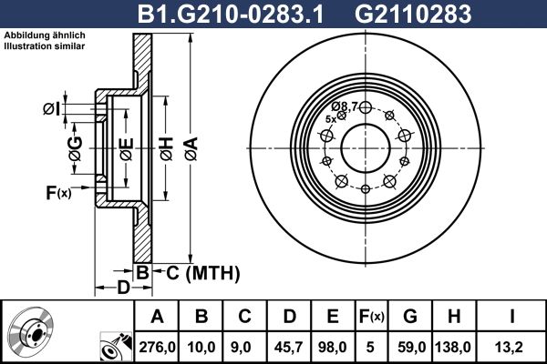 Tarcza hamulcowa GALFER B1.G210-0283.1