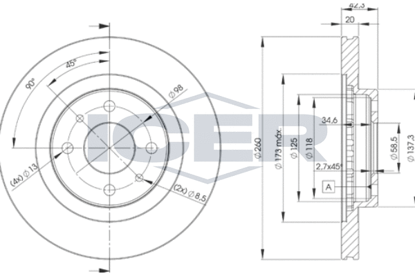 Tarcza hamulcowa ICER 78BD1073-2